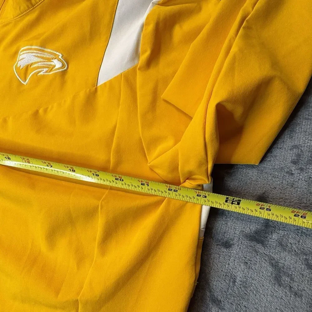 NIKE Sz L Emory University Eagles Coaches Performance 1/4 Zip Jacket Gold Yellow